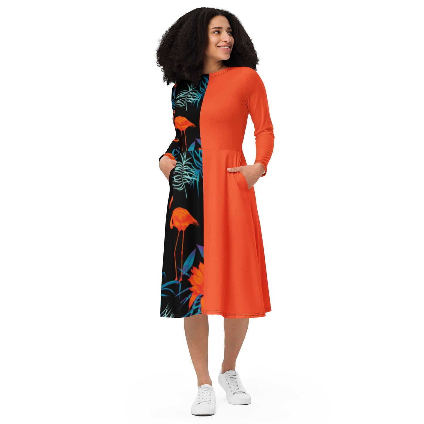 long sleeve midi dress
