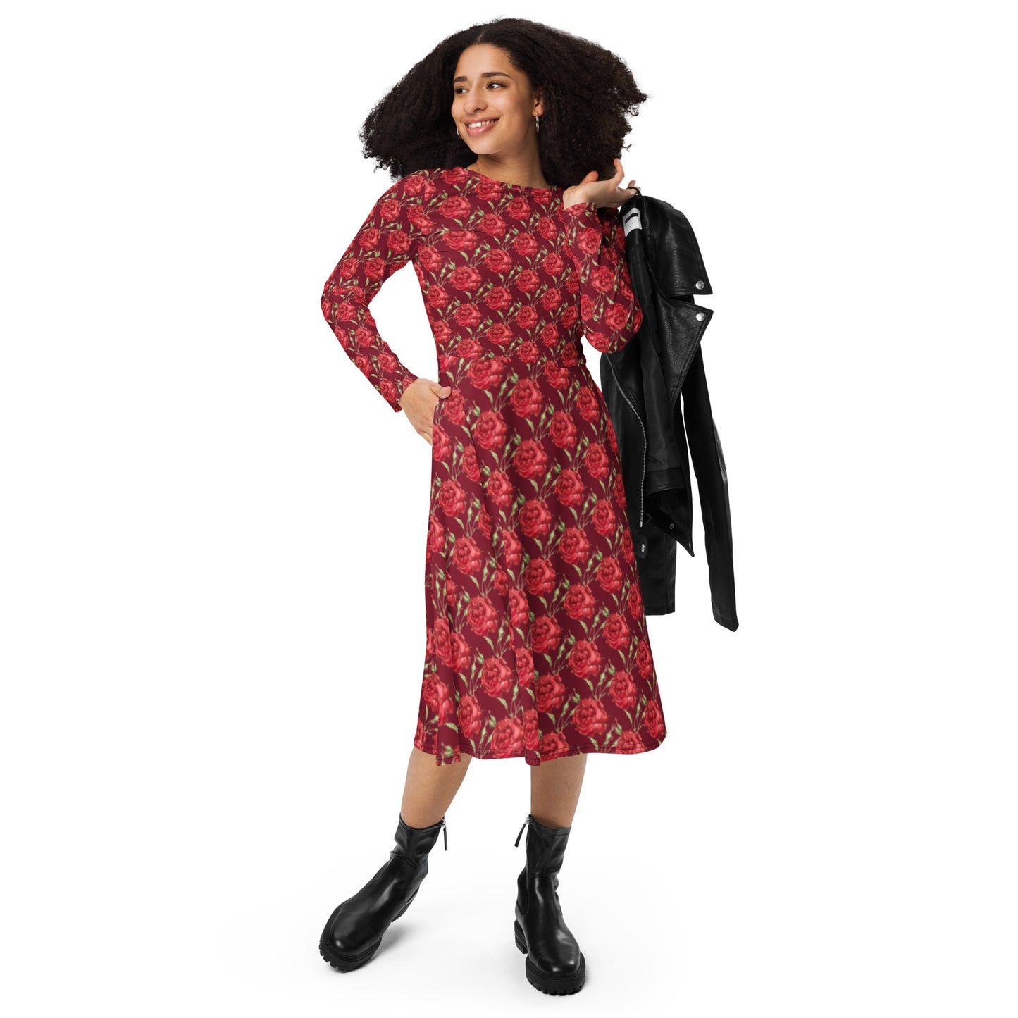 long sleeve midi dress