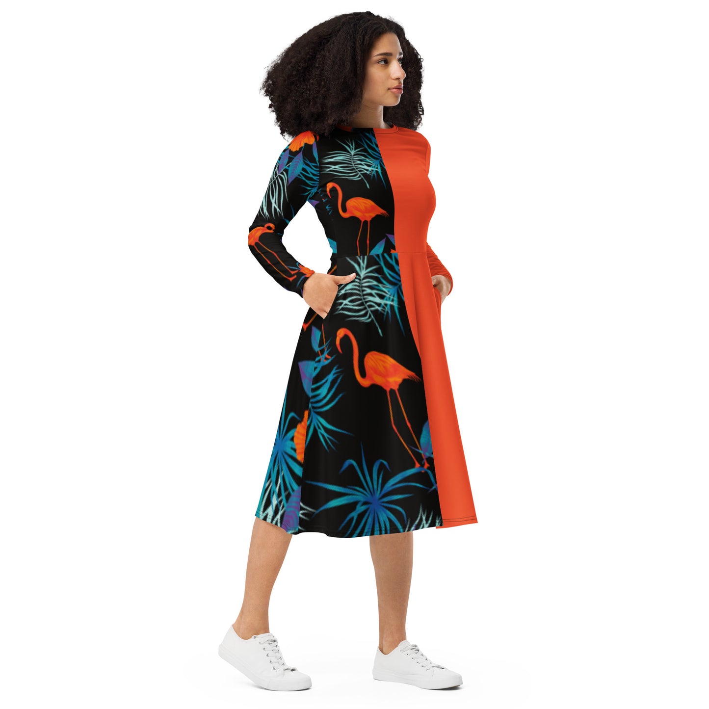 long sleeve midi dress