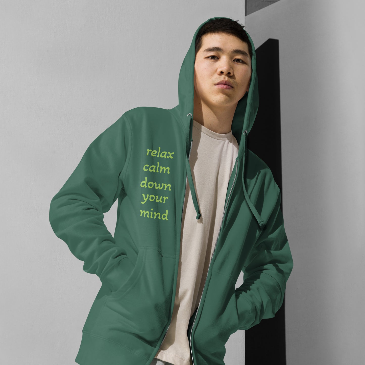 Unisex fleece zip up hoodie