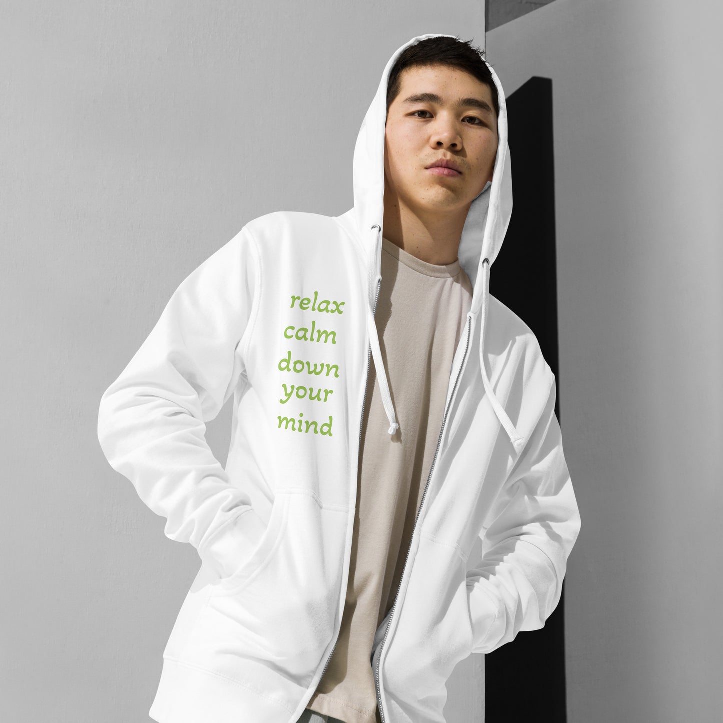 Unisex fleece zip up hoodie